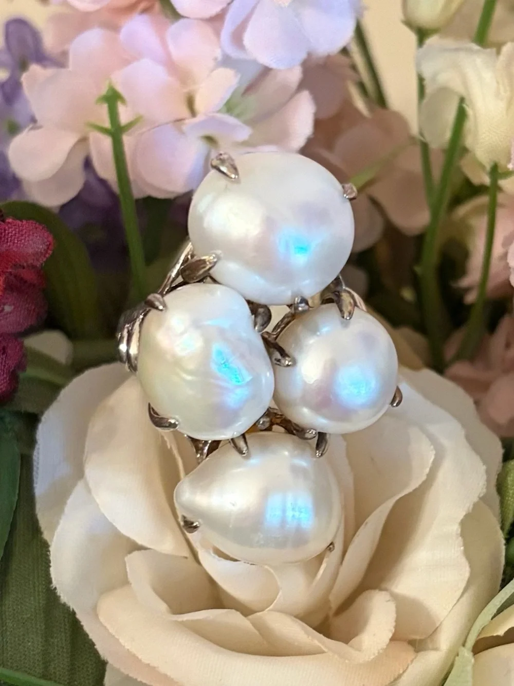 Silpada Sterling Silver and Pearl “Coastal” Ring R2940 Size 8 1/4